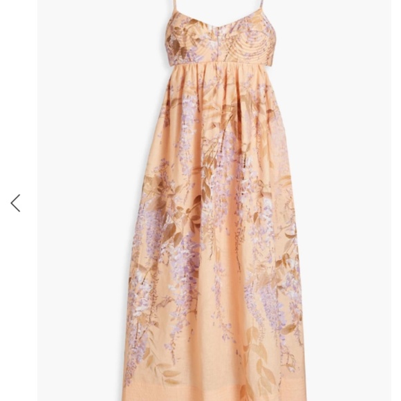 ZIMMERMANN Cutout quilted linen mini dress Peach floral - Picture 2 of 7